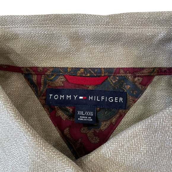 New Tommy Hilfiger Button Down Shirt Men's Size XXL 2 XL Brown Cotton Casual - Picture 2 of 6